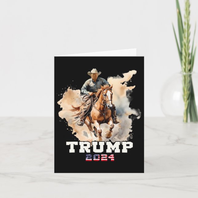 Riding Horse American Flagga Cowboy Kort (Framsida)