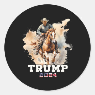 Riding Horse American Flagga Cowboy Runt Klistermärke
