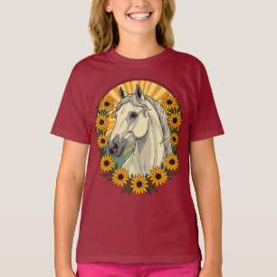 Riding Horse and Black Eyed Susan Flowers T Shirt