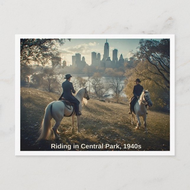 Riding in Central Park, 1940-talet Scene Vykort (Framsida)