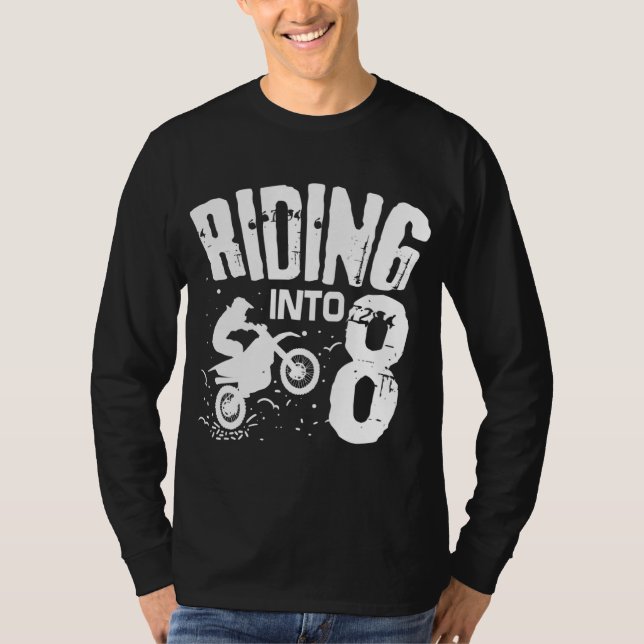 Riding in to 8 Funny Dirt Bike åttth Birthday Bike T Shirt (Framsida)