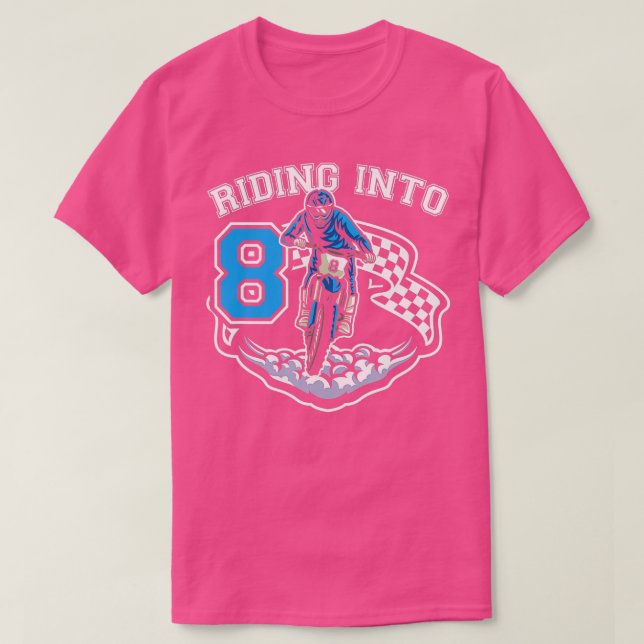 Riding in to 8 Yold 8th Birthday Boy Dirt Bike T Shirt (Design framsida)