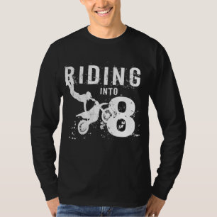 Riding in to 8 Yold 8th Birthday Boy Dirt Bike T Shirt