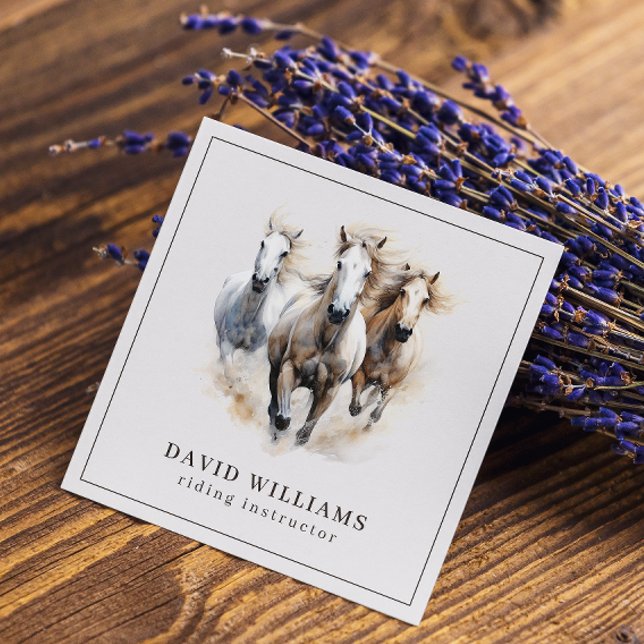 Riding Instructor | Vattenfärg i Equestrian Center Fyrkantigt Visitkort (Skapare uppladdad)