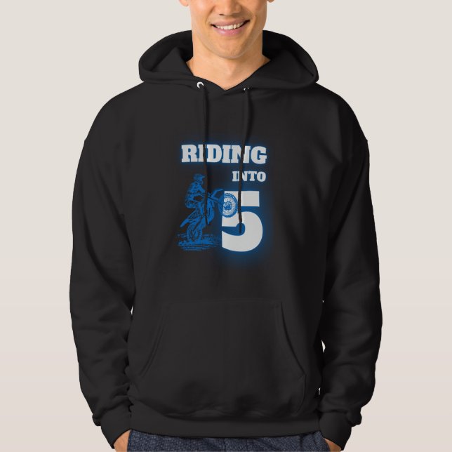 Riding Into 5 Year Old 5th Dirt Bike Birthday Part Hoodie (Framsida)