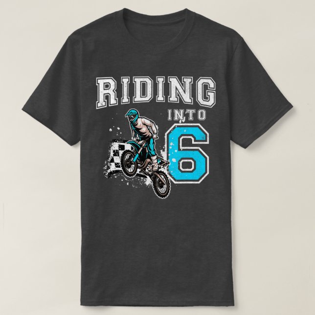 Riding Into 6 Years Old 6th Birthday Boy Dirt Bike T Shirt (Design framsida)