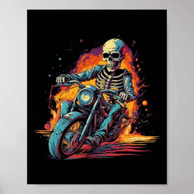 Riding Motorcycle Halloween Costume Biker Poster (Framsidan)