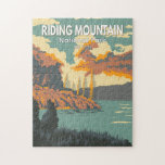 Riding Mountain National Park Canada Vintage Pussel<br><div class="desc">Konstruktion för vektorkonst i Riding Mountain National Park. I parken finns gräsmarker och djupa skogar av varg,  orkidéer och lögar,  av sjöar och våtmarker som sjunger med livet.</div>