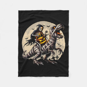 Riding Mummy Dinosaur T Rex Pumpkin Funny Hallowee Fleecefilt