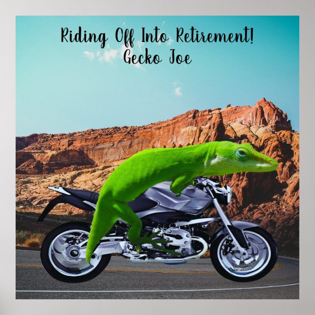 Riding Off into Pension Anpassningsbar Gecko motor Poster (Framsidan)