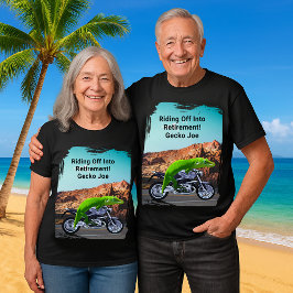 Riding off into Pension Anpassningsbar Gecko Motor T Shirt