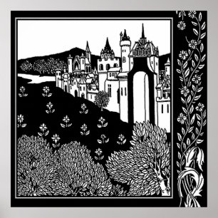 "Riding out from the Abbey" av Aubrey Beardsley Poster