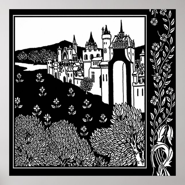 "Riding out from the Abbey" av Aubrey Beardsley Poster (Framsidan)