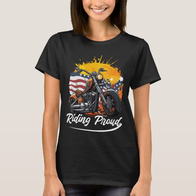 Riding Proud Biker Girl T Shirt (Framsida)