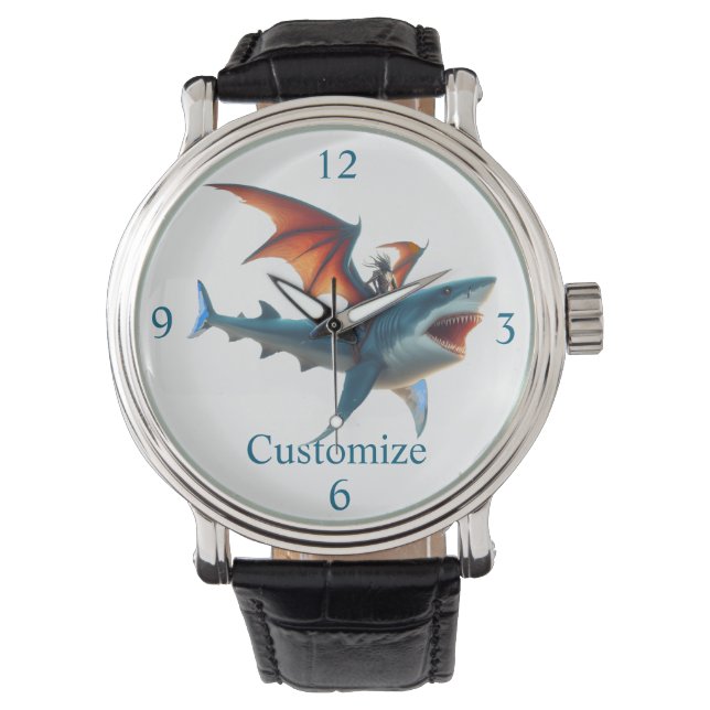 Riding Scary Shark Thunder_Cove, man-Fladdermus Armbandsur (Framsida)