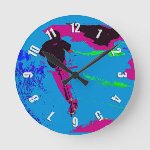 Riding the Galaxy - Scooter Rider Round Clock Rund Klocka