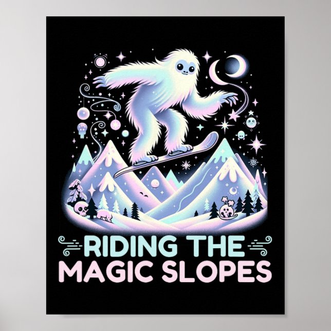 Riding the Magic Slopes Snowboarding Yeti Alpine S Poster (Framsidan)