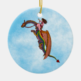 Riding the Rainbow Dragon Julgransprydnad Keramik