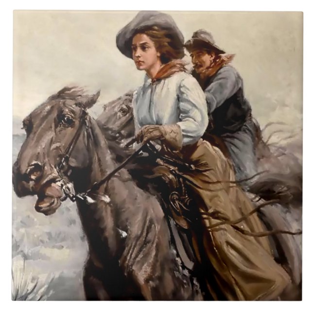 "Riding the Range" av WHD Koerner Kakelplatta (Framsidan)