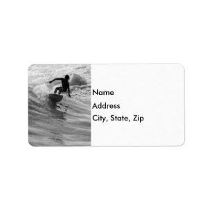 Riding the Wave Grayscale Adressetikett