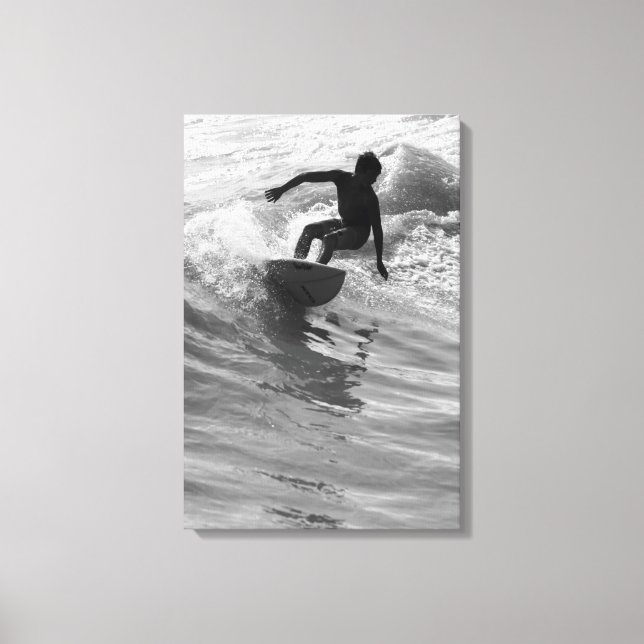 Riding the Wave Grayscale Canvastryck (Framsida)