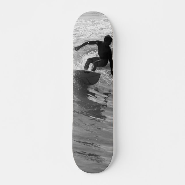 Riding the Wave Grayscale Mini Skateboard Bräda 18,7 Cm (Framsida)