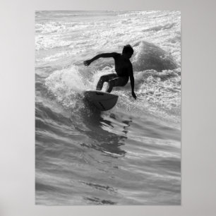 Riding the Wave Grayscale Poster