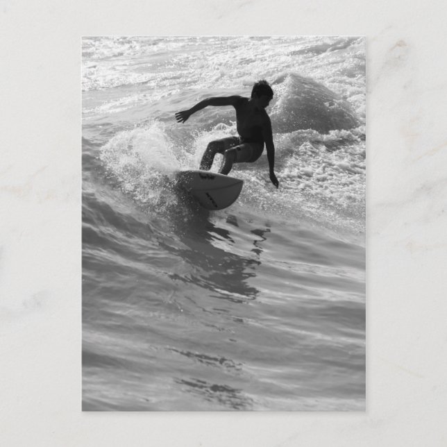 Riding the Wave Grayscale Vykort (Framsida)