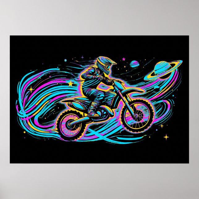 Riding through Space - Motocross Rider Poster (Framsidan)