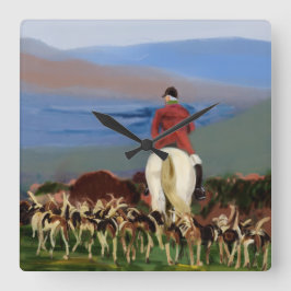Riding to the Hounds Wall Clock Fyrkantig Klocka