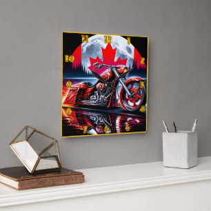 Riding under Kanadas natt himmel med pride Fyrkantig Klocka