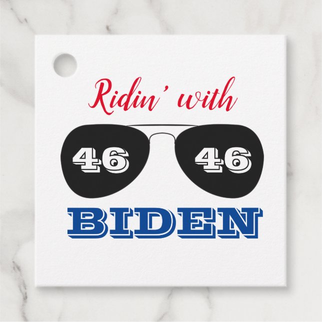 Ridin'med Biden 46 Aviator Sunglasses Gåvor Etiketter (Framsida)