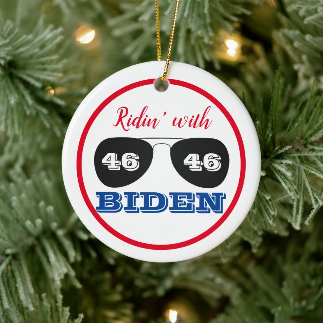 Ridin'med Biden 46 Aviator Sunglasses Julgransprydnad Keramik (Träd)