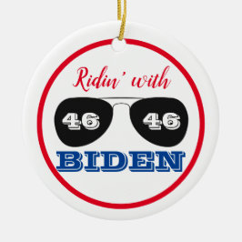 Ridin'med Biden 46 Aviator Sunglasses Julgransprydnad Keramik