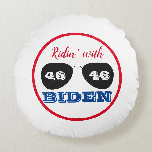 Ridin'med Biden 46 Aviator Sunglasses Rund Kudde (Framsidan)