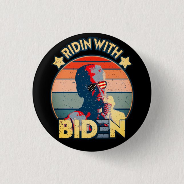 Ridin'med biden eating ice-Cream Retro Sunset Knapp (Framsida)