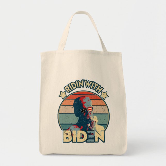 Ridin'med biden eating ice-Cream Retro Sunset Tygkasse (Framsidan)