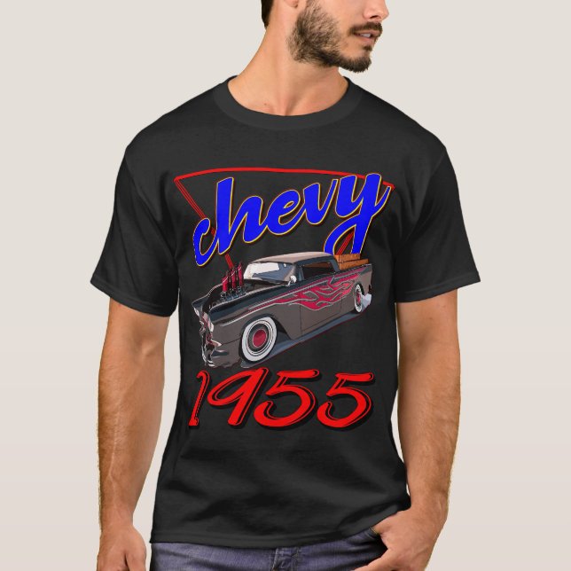 Ridja Vintage Muscle Car 1955 Chevy  T Shirt (Framsida)