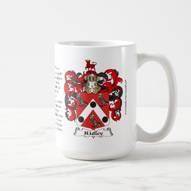 Ridley, ursprung, det menande och vapenskölden kaffemugg (Höger)