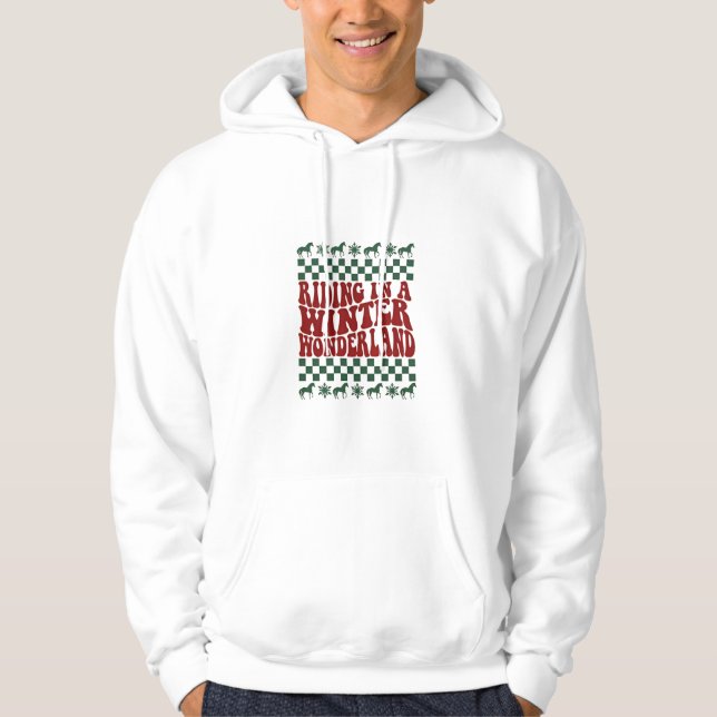 Ridning i en vacker vintervärld ful jultröja  hoodie (Framsida)