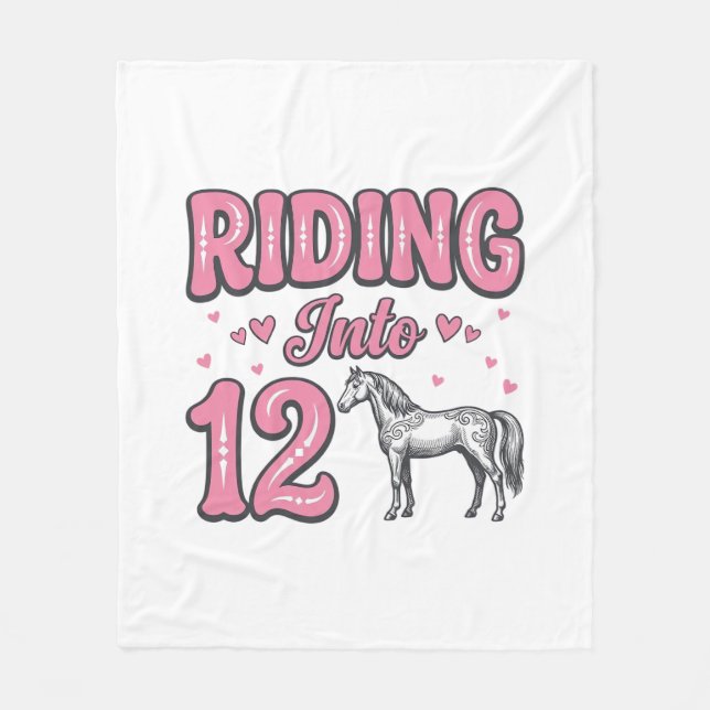 Ridning In 12 Häst Födelsedag Vektor Design_1 Fleecefilt (Framsidan)