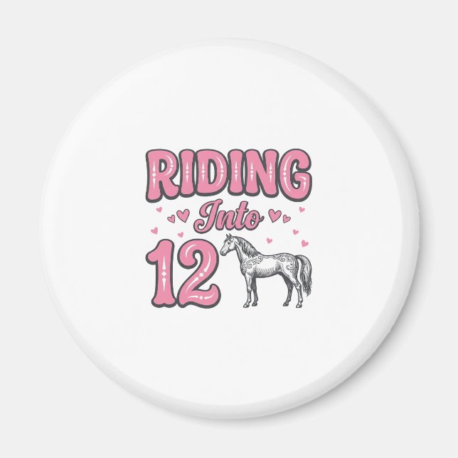 Ridning In I 12 Häst Födelsedag Vektor Design_1 Magnet (Framsidan)
