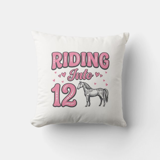 Ridning in i 12 häst födelsedags vektor design_1 kudde (Framsida)