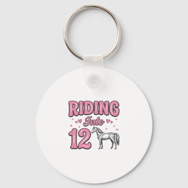 Ridning in i 12 häst födelsedags vektor design_1 nyckelring (Framsida)