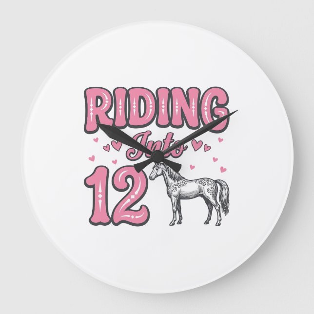 Ridning in i 12 häst födelsedags vektor design_1 stor klocka (Framsida)