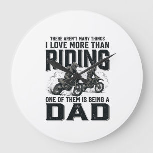 Ridning Pappa Vintage Gravyr Motocross Citat Desig Stor Klocka