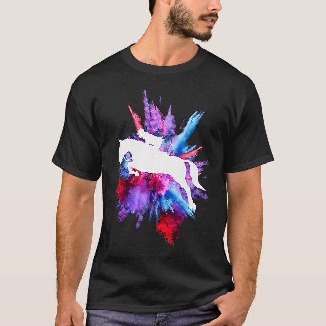 Ridsport Häst Ridning Färg Blast T Shirt (Framsida)