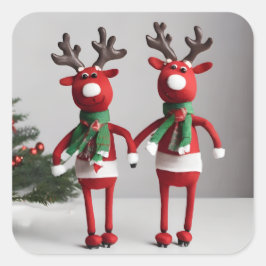 Riendeers Fyrkantigt Klistermärke