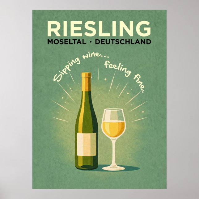 Riesling Grön Vintage Resa Poster (Framsidan)