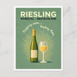 Riesling Moseltal Germany Green Vintage Travel Art Vykort